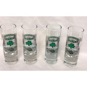 Set Of 4 Irish Police Shot Glasses Genuine Irish 1854 Emblem Honor Service Sacri